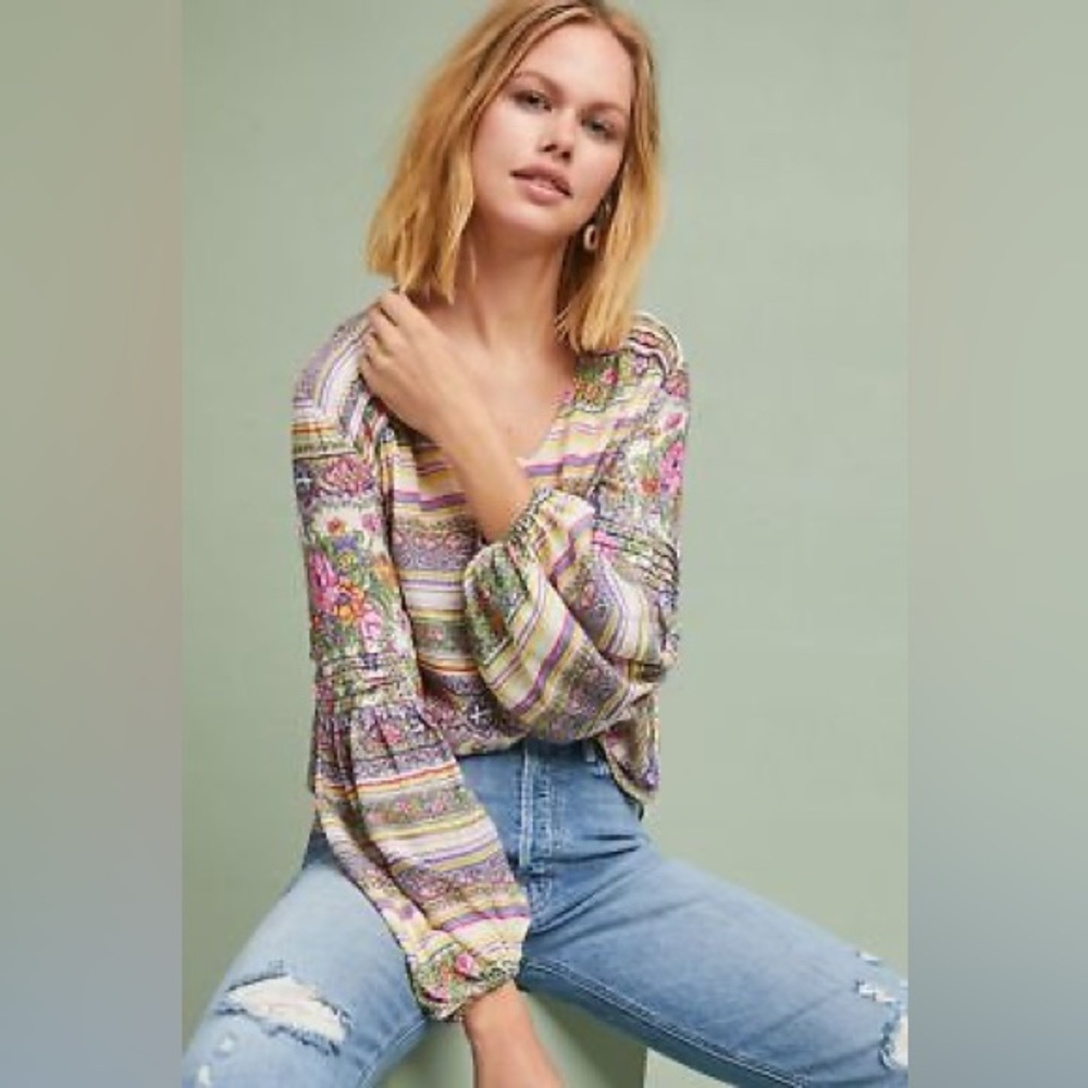 Anthropologie Maeve Ceresco Peasant Top